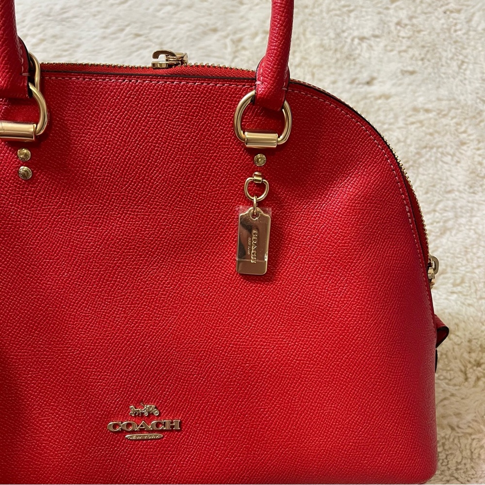 coach katy satchel red purse bag crossbody new - Picture 3 of 8